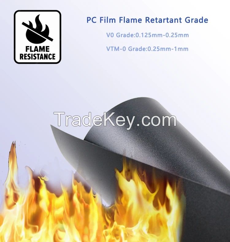 black flame retardant pc film /sheet for led frosted polycarbonate plastic film