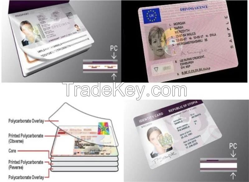 Polycarbonate Card Overlay Film for PVC Card Plastic ID Card laserable overlay