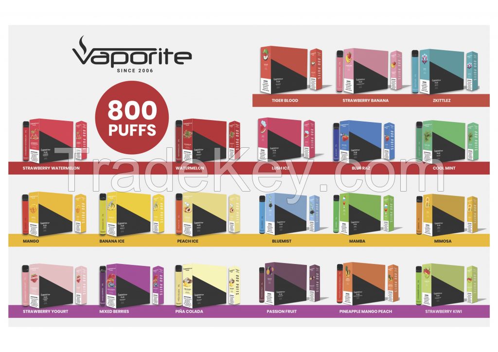 100% Original Vaporite PLUS 800 PUFFS Disposable vape PK elf crystal bar, puff bar