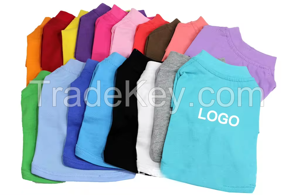 Custom New fashion Pet Clothing 100% Cotton Plain Dog tshirt Clothes