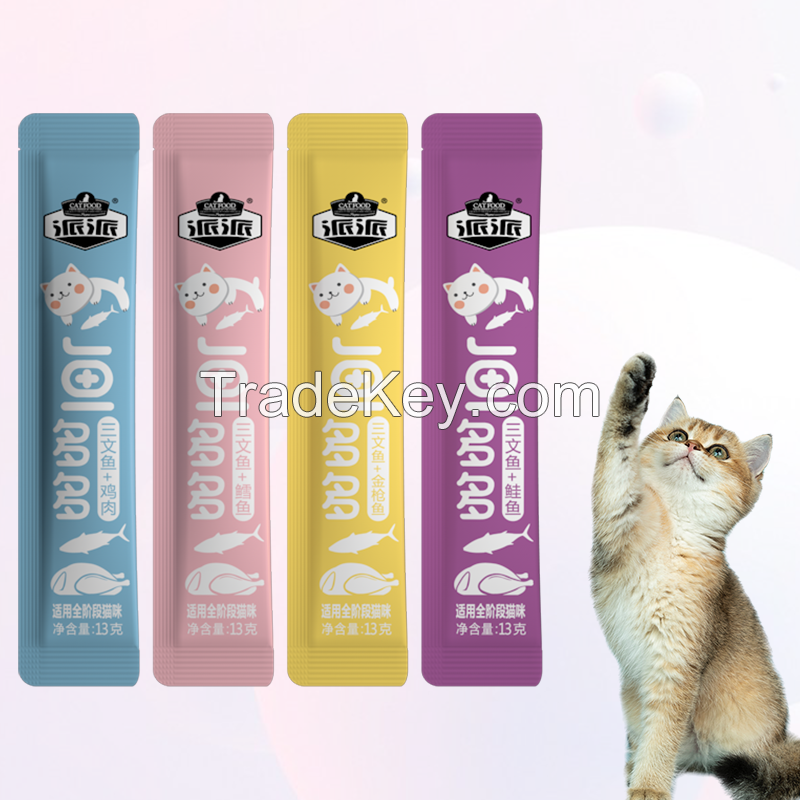 Oem Odm Free Sample Wholesale 20g Health And Nutrition Cat Pouch Treats Snacks Food Cat Wet Food Strip