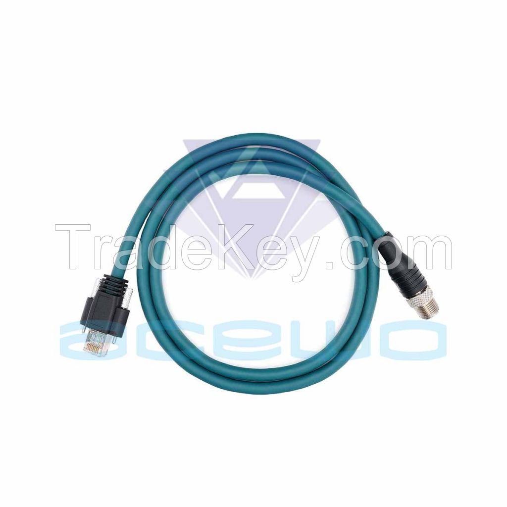 m12 to rj45 cable GigE with screw lock connectors 8pin