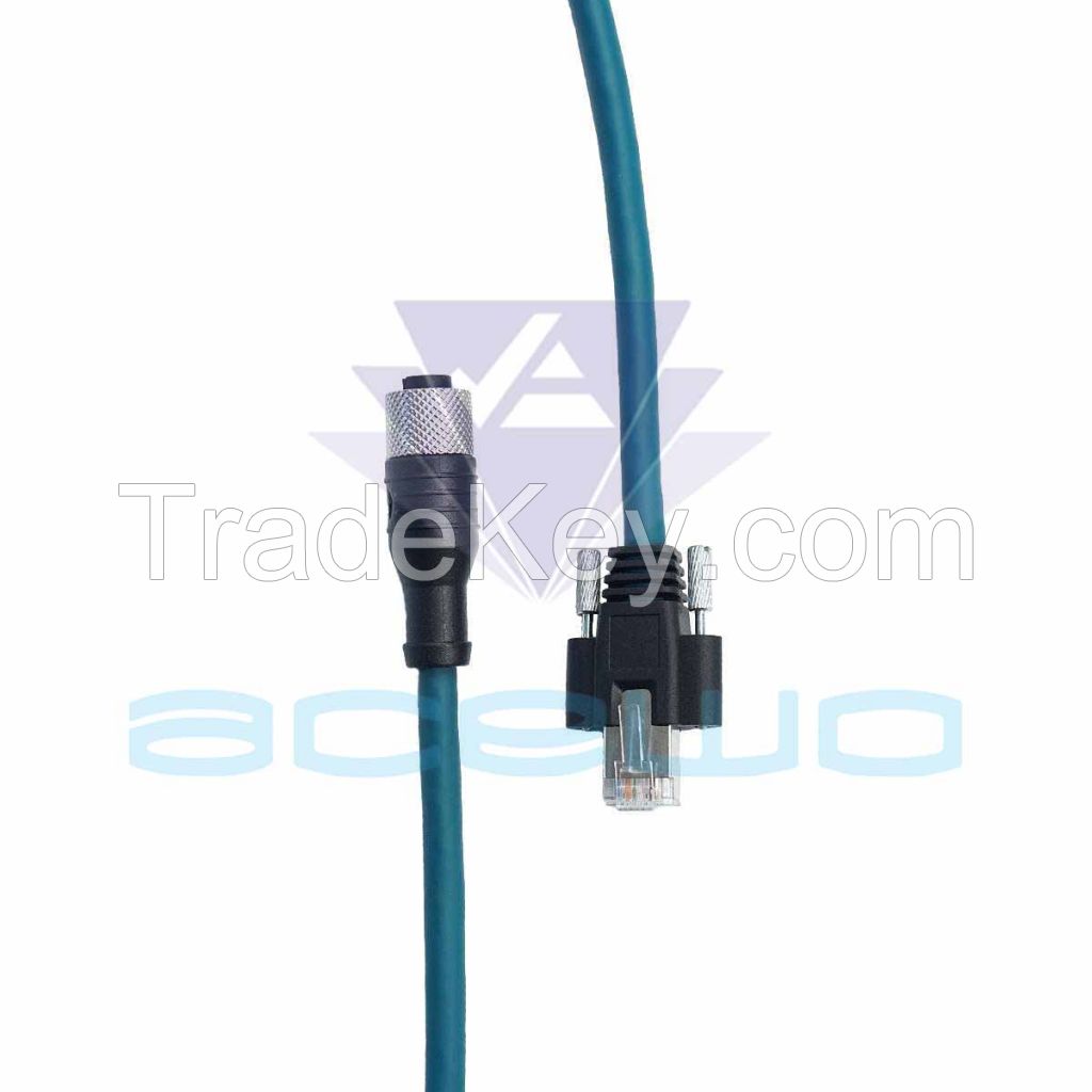 m12 cable assembly to rj45 network cable with two screws