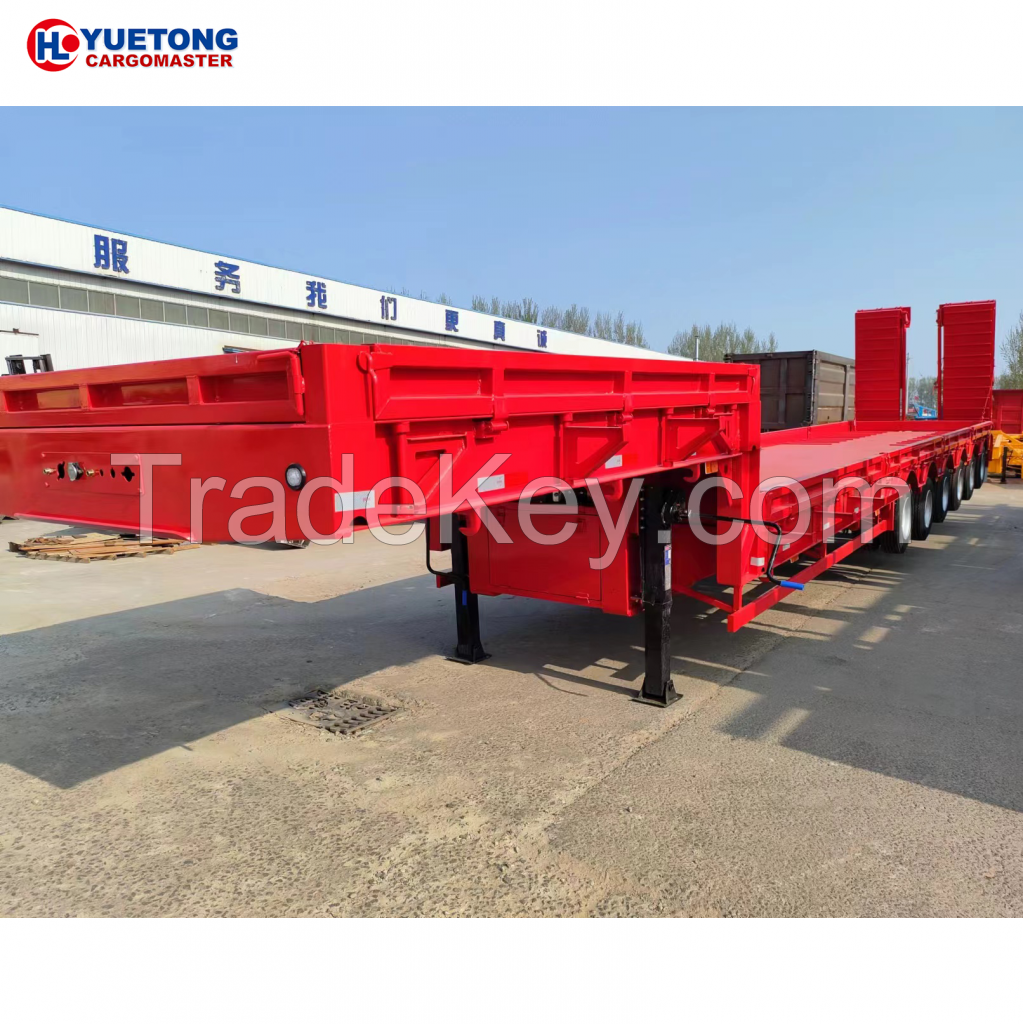 3-axle 4-axle Direct sale multi-use very low flat floor bed heavy duty transportation low-bed truck semi trailer