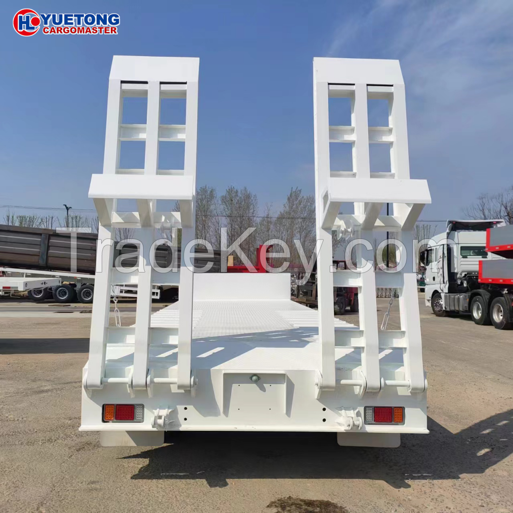 3-axle 4-axle Direct sale multi-use very low flat floor bed heavy duty transportation low-bed truck semi trailer