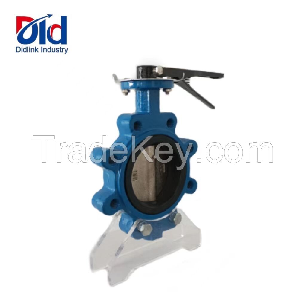 Lug style Ductile Iron Nickel Plated Pinless Butterfly Valve with Handle Lever