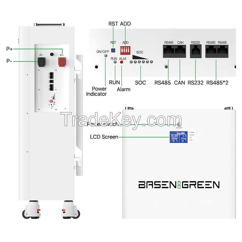 51.2V Solar energy storage system Lifepo4 cell lithium battery pack