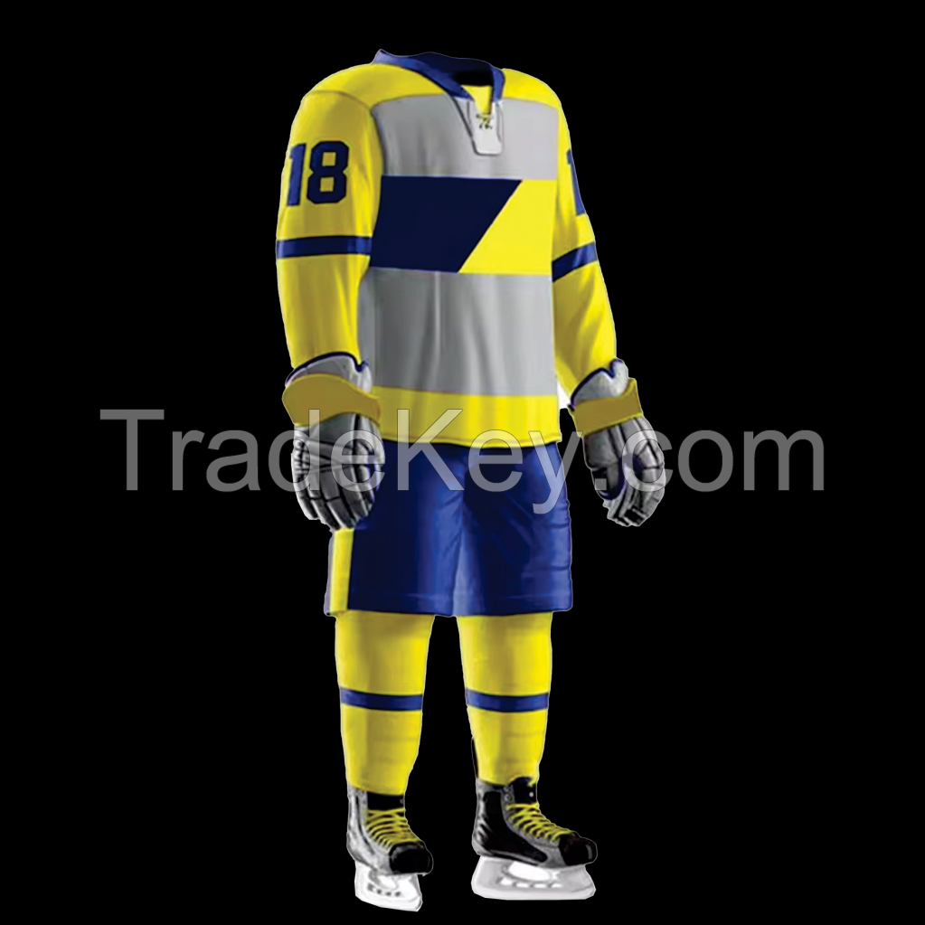 Sports Team Wear 100% Polyester Ice Hockey Jersey And Pants For Practice Wholesale Top Quality Soft Ice Hockey Uniforms