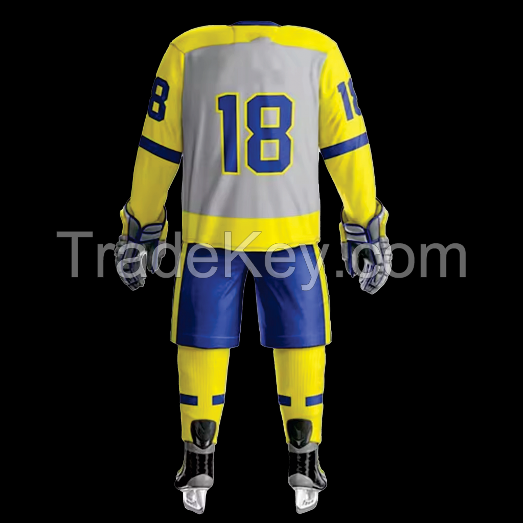 Sports Team Wear 100% Polyester Ice Hockey Jersey And Pants For Practice Wholesale Top Quality Soft Ice Hockey Uniforms