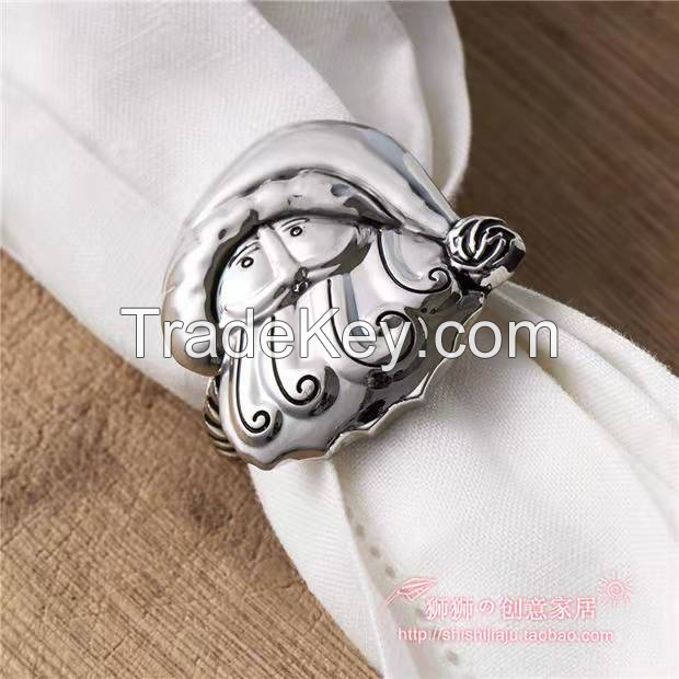 Luxury Santa Metal Christmax Napkin Rings Holder