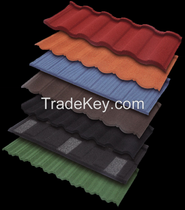 China Safe installation stone coated metal roof tile