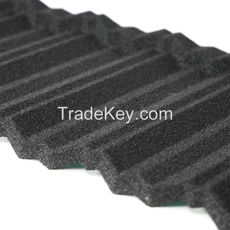 0.3-0.45mm Al-Zinc China Roofing Material Interlock Stone Coated Metal Roofing Sheet for Export Oversea Roof Construction Material Roofing Tiles