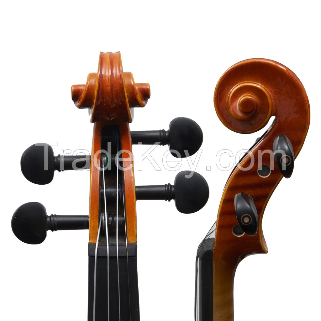 Wholesale VIOLINS-ADULT 4/4 FLAMED SOLID CONCERT VIOLIN/FIDDLE- ebony Peg