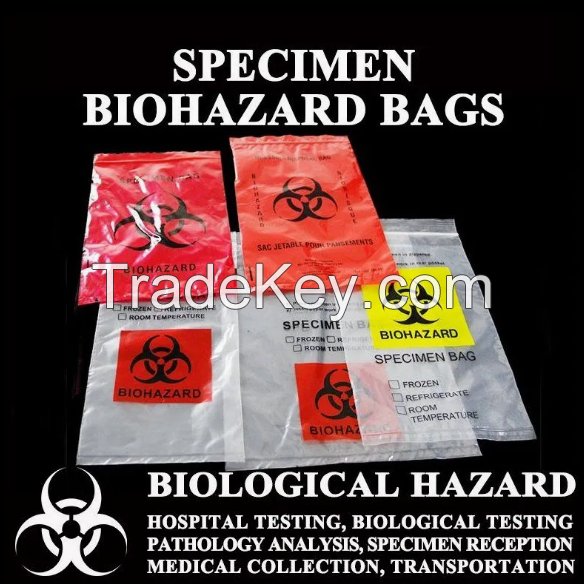 Plastic Medical Hospital Laboratory Sample Transport Collection Pill/Drug/Liquid/Medicine Testing Packaging Specimen Bio Waste Bag Biohazard Writing Layer