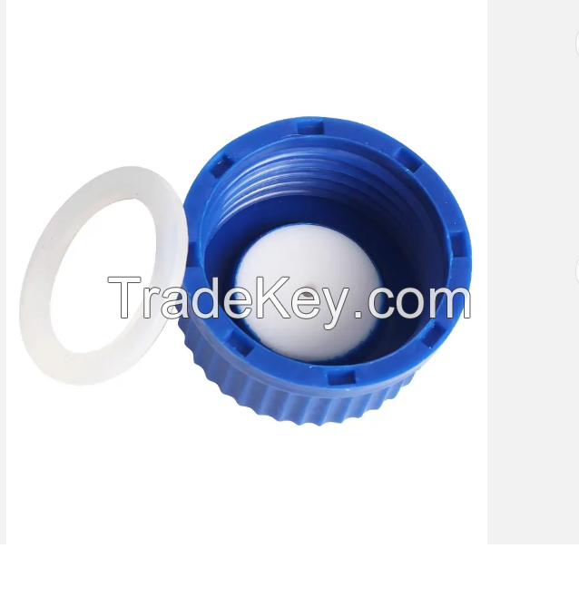 Blue GL45 Safety Cap withTwo Holes for 1/16 Inch OD tubing, 1pc/pk.