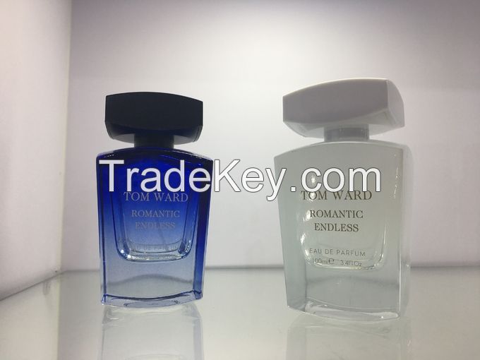 Custom 50ml 100ml Glass Perfume Container With Atomizer Square Cap