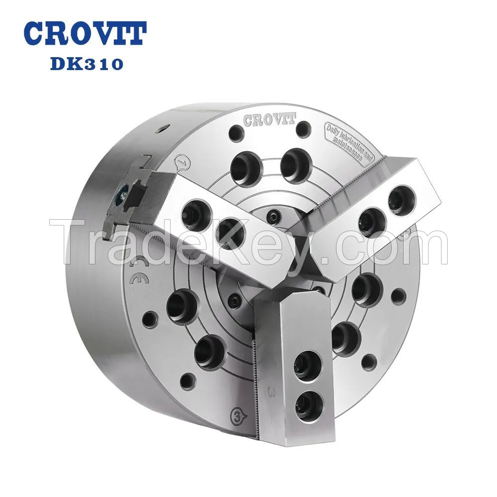 CROVIT High Precision CNC Lathe 3 Jaw 10 inch 254 mm Through-hole Hydraulic Power Chuck