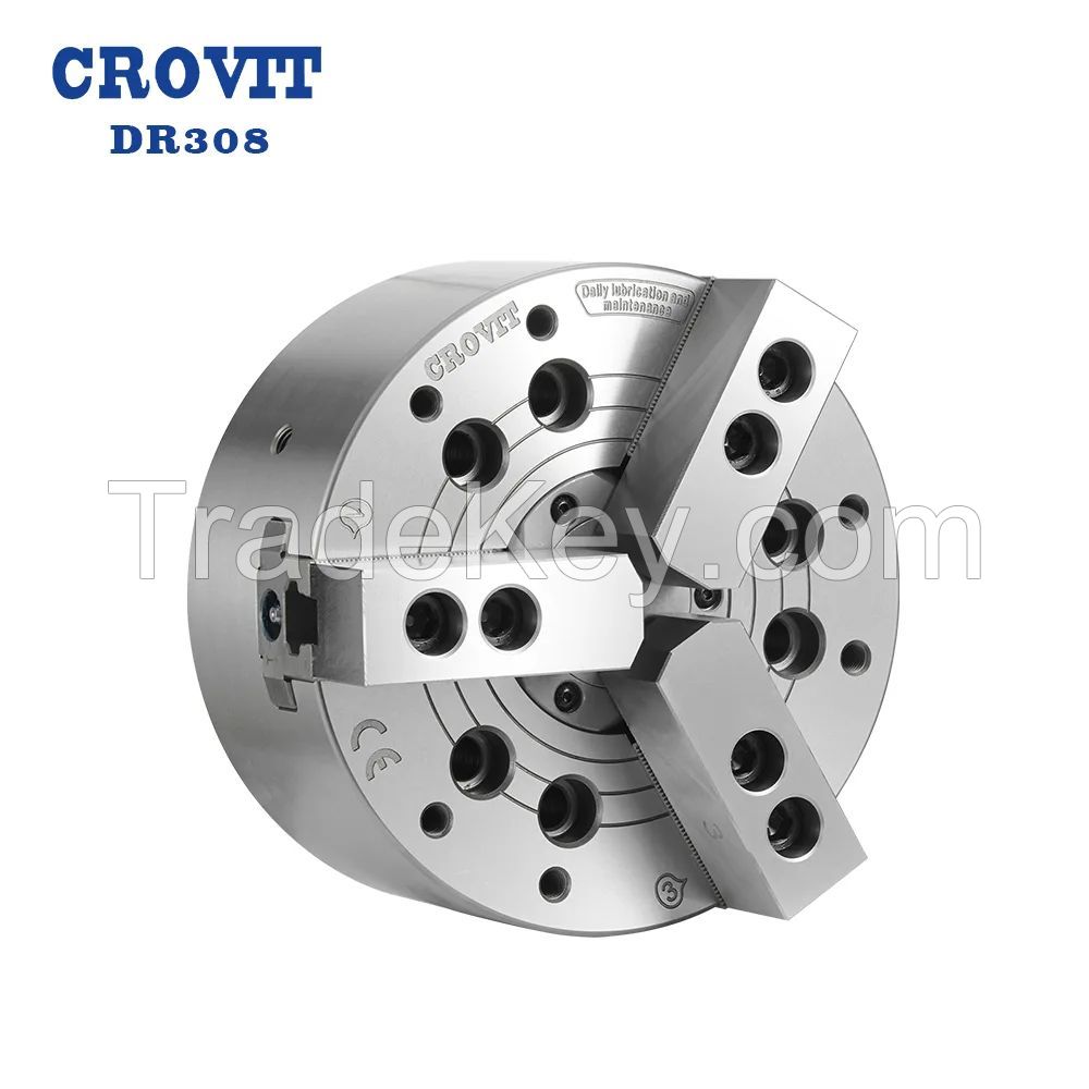 CROVIT High Precision 3 Jaw 8 Inch Big Bore Open Center Power Chuck