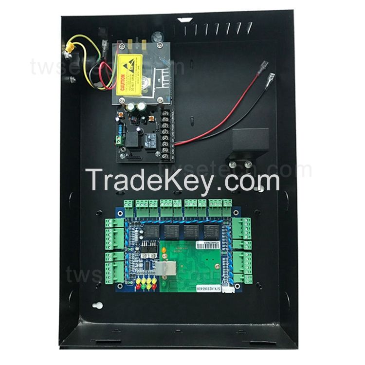 Four Doors Network Computer Based Wiegand Access Control Board With Power Supply Box