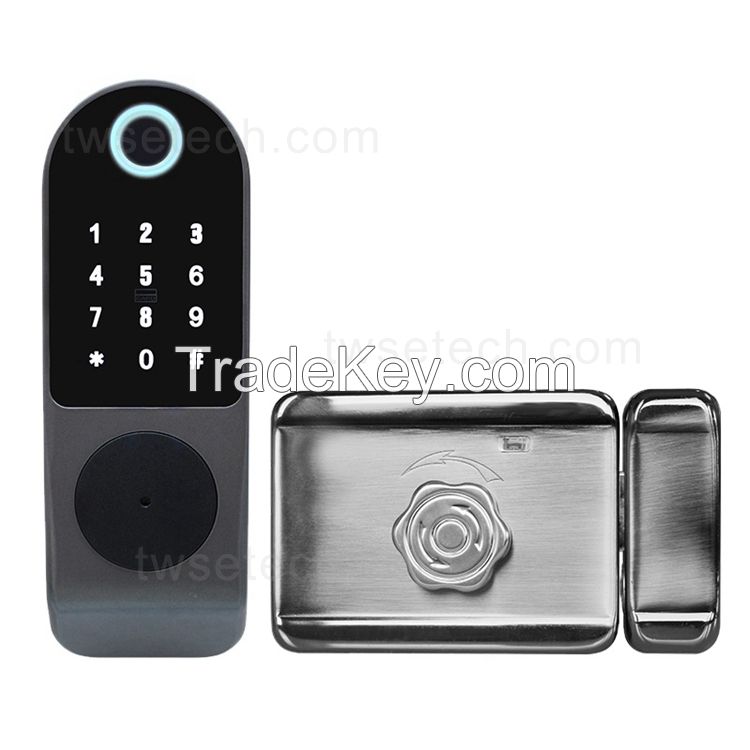 Tuya APP WiFi Smart Home Electric Deadbolt Door Rim Lock Fingerprint Door Lock