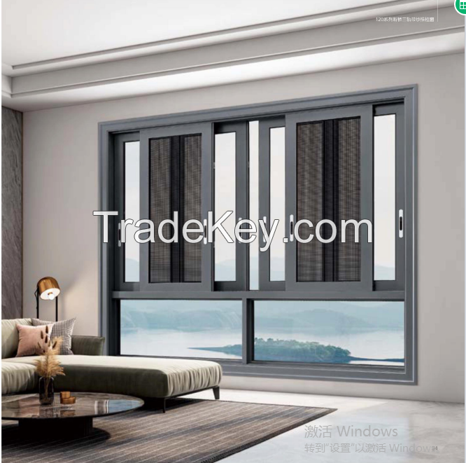 120 Broken Bridge Three-Track Sliding Window with Screen