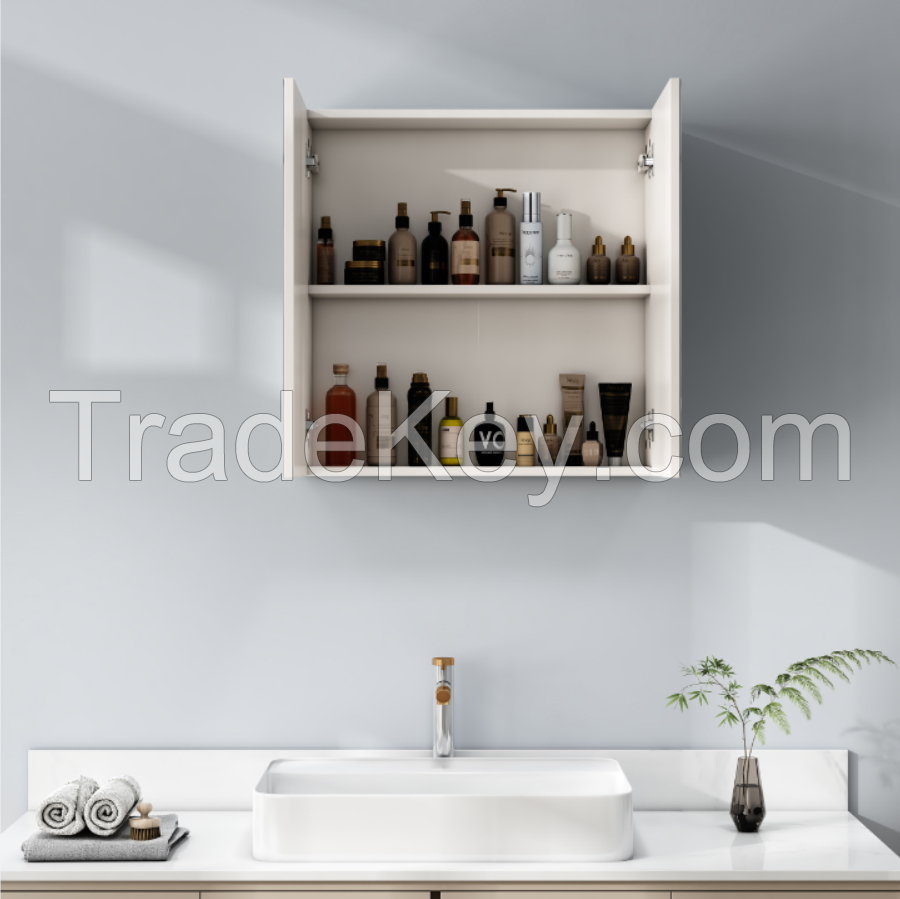 Bathroom Wall Mounted Mirror Cabinet 60 x 15 x 60Hcm White