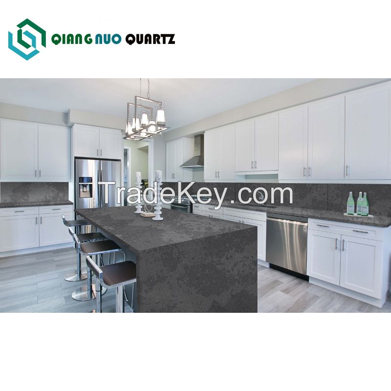 Artificial Stone White Quartz Slab with Grey Particle Vein for Countertop and Background