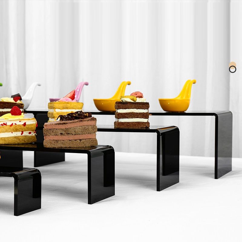 acrylic U-shaped dessert display rack acrylic cosmetic stand black acrylic cake display risers for buffet cupcake