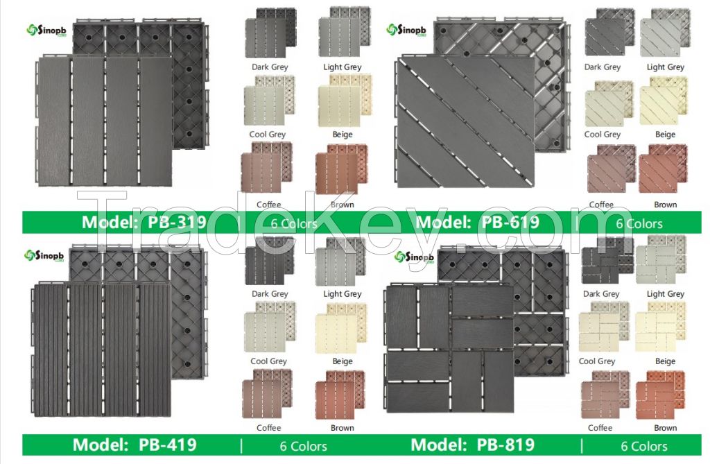 300*300 DIY interlocking plastic deck tiles for patio