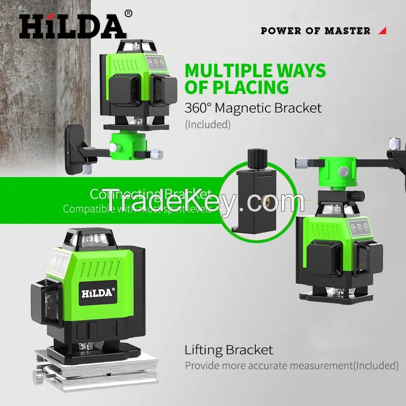 factory Outlet rotating laser level hilda 16 lines 4d laser level Multifunction crosshair green light nivel laser levels