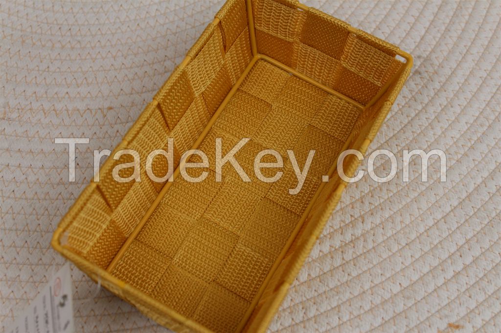 Wholesale multi-color samll size pp material storage basket for desktop or samll item storage