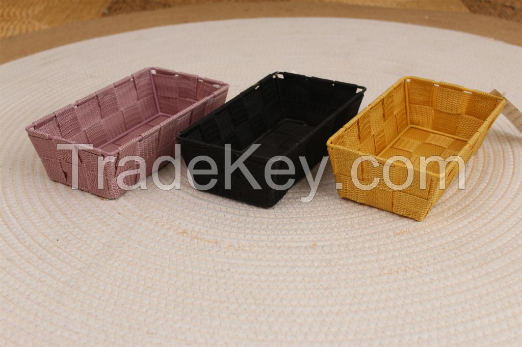 Wholesale multi-color samll size pp material storage basket for desktop or samll item storage