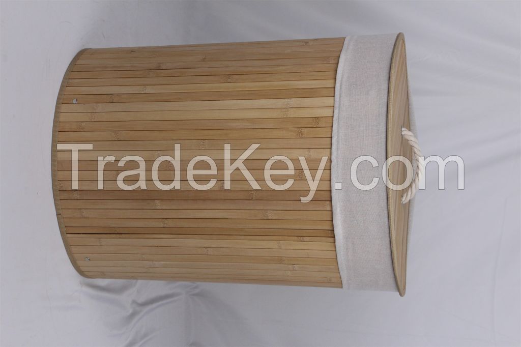 Wholesale natural bamboo color foldable laundry basket for home cleaning