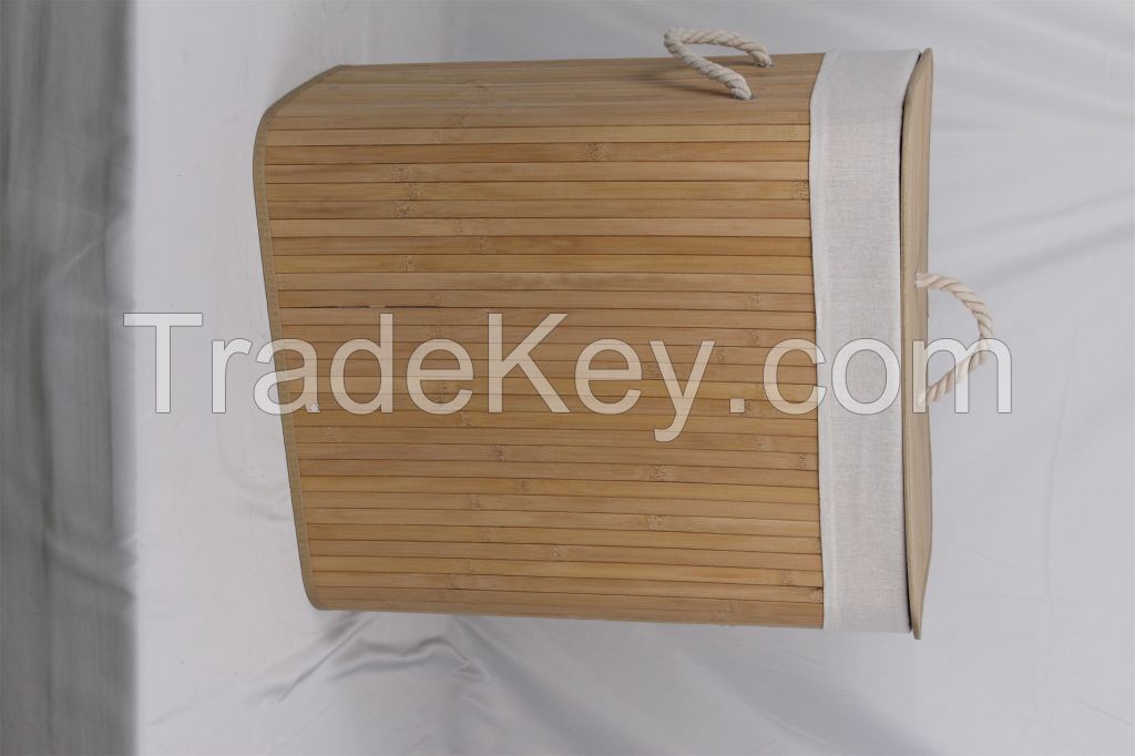 Wholesale natural bamboo color foldable laundry basket for home cleaning