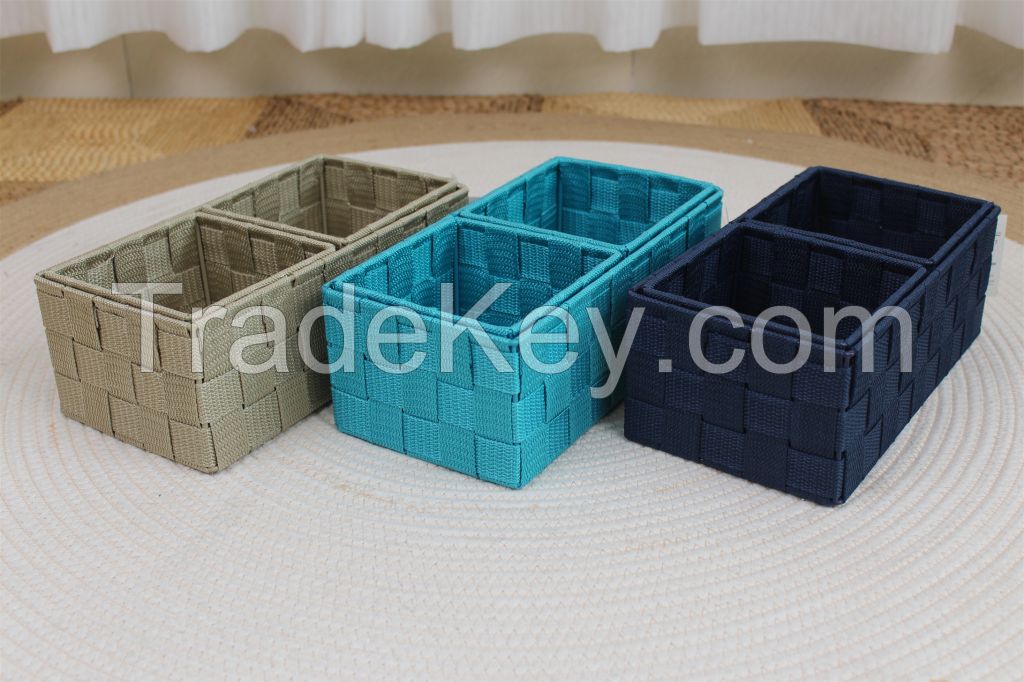 Factory wholesale PP material small size set of 3 storage basket for home storage and organize