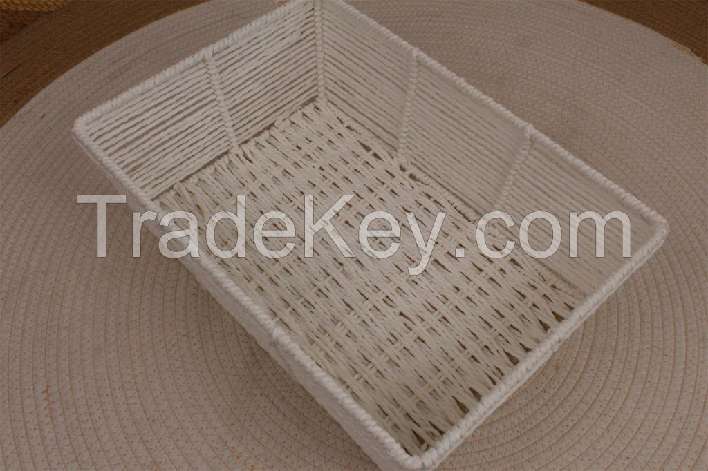 Wholesale white color paper string storage basket for home storage