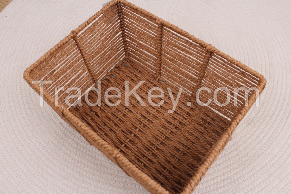 Wholesale orange color paper string storage basket for storage and organize