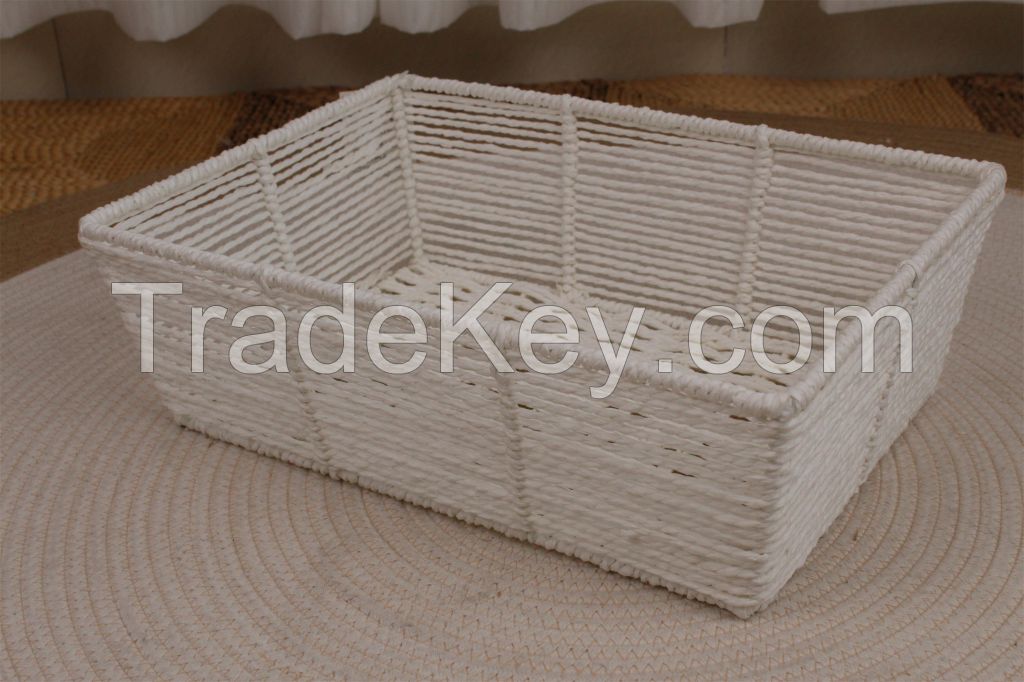 Wholesale white color paper string storage basket for home storage