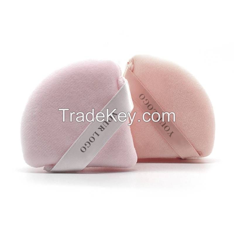 Soft Tick Triangle Powder Puff Private Label Pure Cotton Makeup Sponge Puff Face Loose Mineral Puff Cosmetic