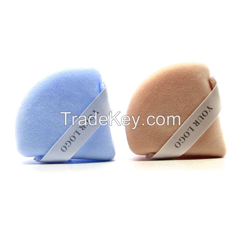 Soft Tick Triangle Powder Puff Private Label Pure Cotton Makeup Sponge Puff Face Loose Mineral Puff Cosmetic