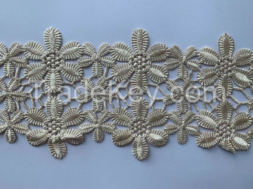 wholesale guipure lace embroidery lace trim fabric water soluble lace for dress