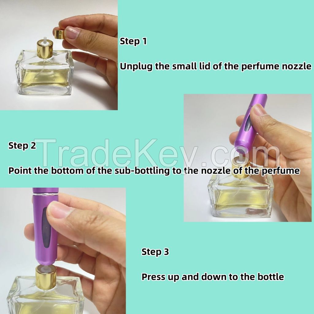 travel 5ml portable mini refillable perfume atomizer bottle with metal sprayer cap