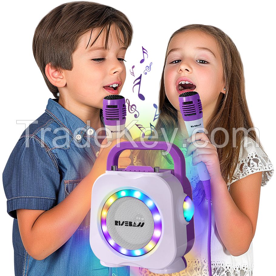 Karaoke Machine for Kids - Bluetooth Speaker with 2 Microphone