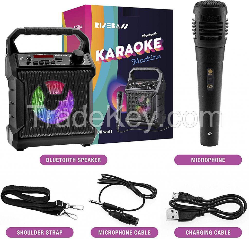 Risebass Portable Karaoke Machine with Microphone - Karaoke System with Party Lights for Kids and Adults