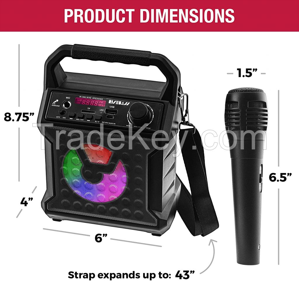 Risebass Portable Karaoke Machine with Microphone - Karaoke System with Party Lights for Kids and Adults