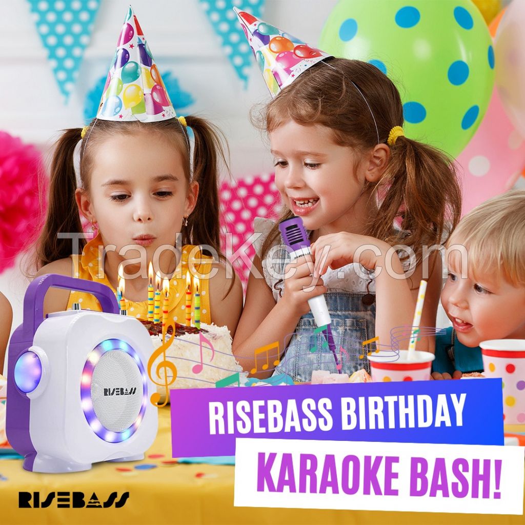 Karaoke Machine for Kids - Bluetooth Speaker with 2 Microphone