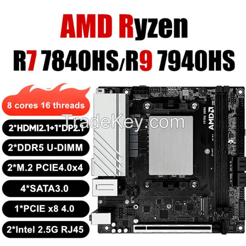 N17 NAS Firewall Motherboard AMD Ryzen 9 7940HS 7 7840HS 2xNVMe 4xSATA3.0 PCIEx8 2xDDR5 2x2.5G LAN Gaming ITX Mainboard