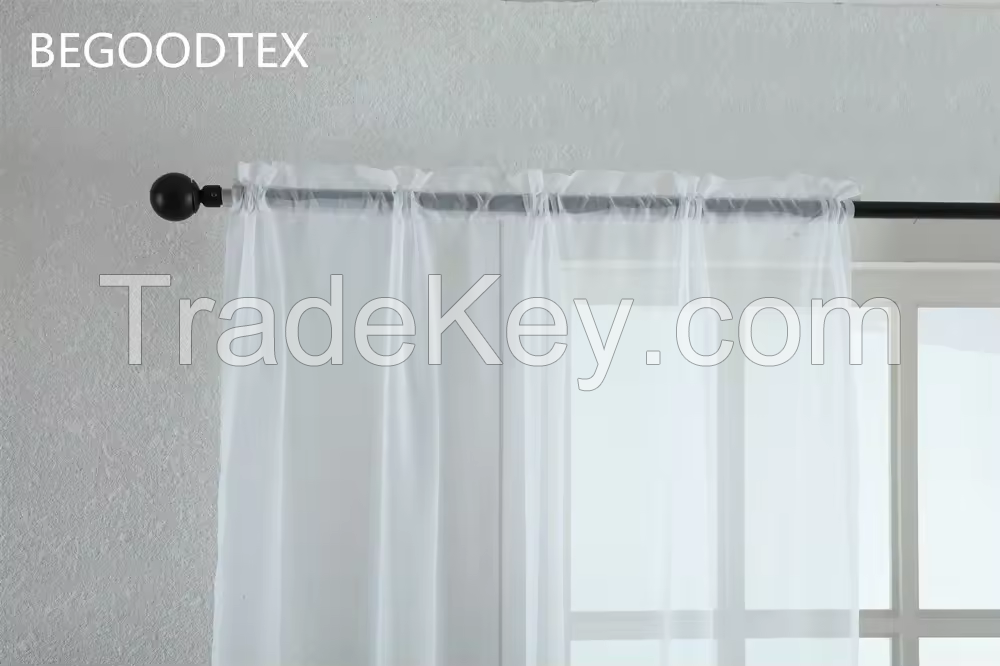 Hot sale transparent white flame retardant sheer voile solid color curtains for living room grommet window decoration