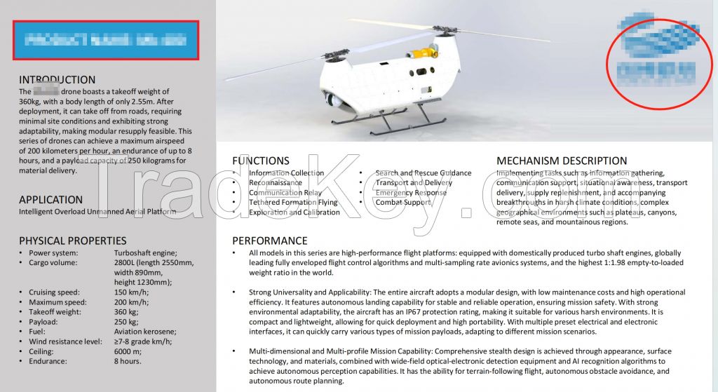 Professional Large High Payload Unmanned Aerial Vehicle For Military, Medical Care,