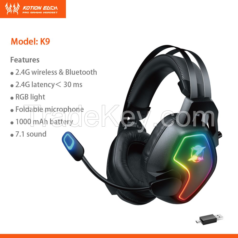 2.4G wireless & bluetooth gaming headset headphone K9